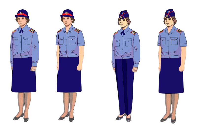 Летняя форма одежды работников-женщин ВДПО в блузке серо-голубого цвета